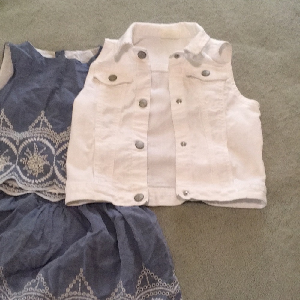 Girls white denim vest szS